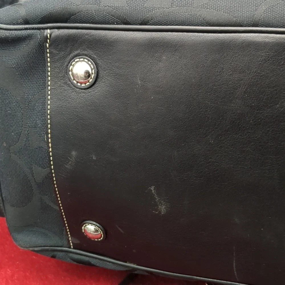 Coach Logo 2 Way Tote Bag duffel Charm Canvas LeatherF06K- 10392 - Picture 10 of 16